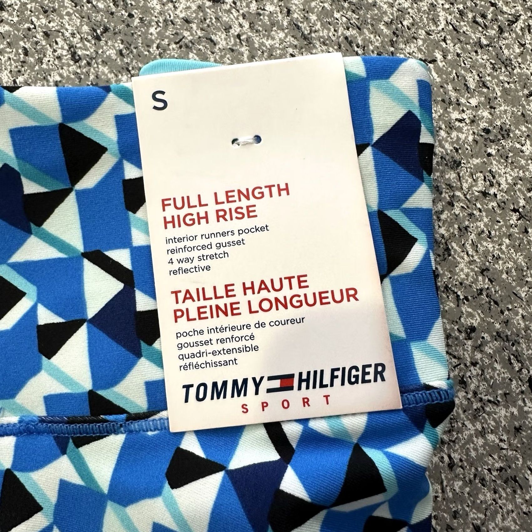 Tommy Hilfiger Tommy Hilfiger Sport Leggings Womens S High Rise Full Tight Gym Training Pilates Geometric Blue 27 in Ankle Stretch Size 28" / US 6 / IT 42 - 2 Thumbnail