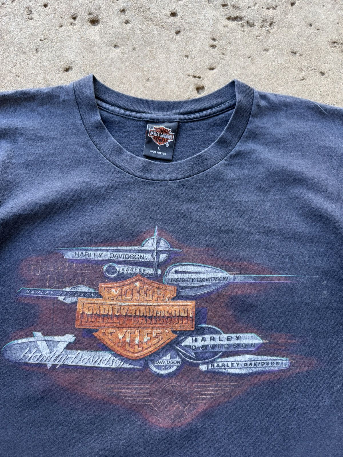 Harley Davidson × Vintage Vtg 90s Harley Davidson Daytona Graphic Fade Black Tee Large Size US L / EU 52-54 / 3 - 3 Thumbnail