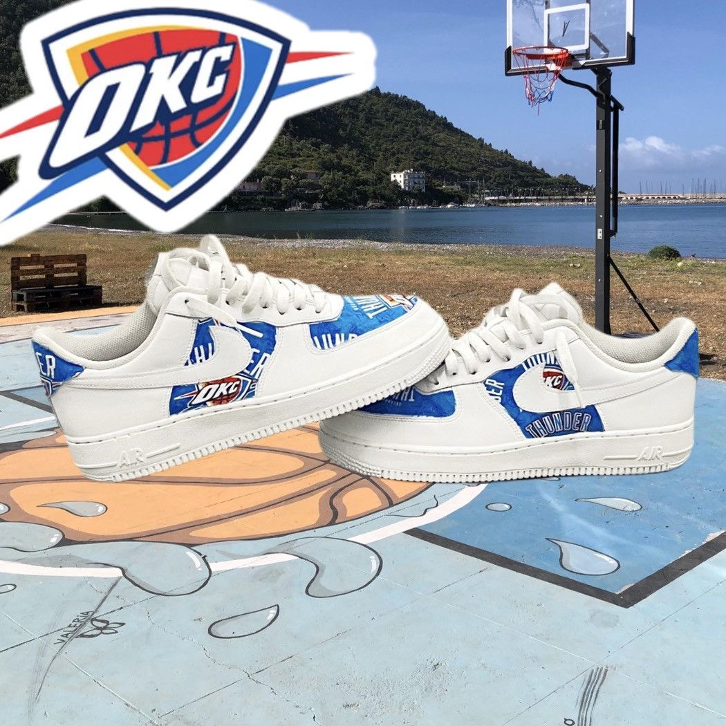 Nike Nike Air Force 1 OKC thunder customs Size US 9 / EU 42 - 1 Thumbnail