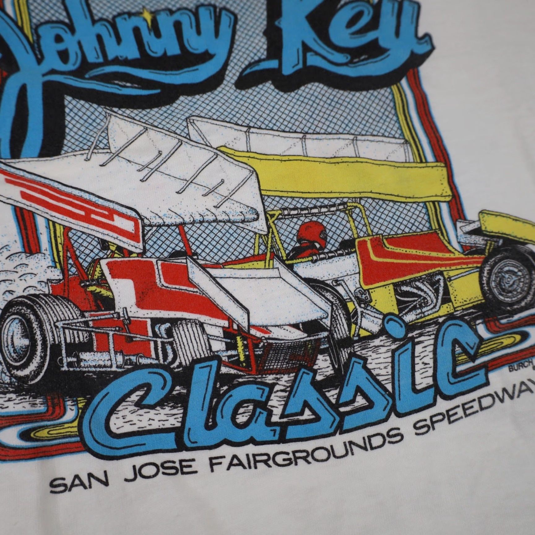 Vintage VINTAGE 80s Johnny Key Classic Sprint Car Racing Mens Large Graphic T Shirt White Size US L / EU 52-54 / 3 - 5 Thumbnail