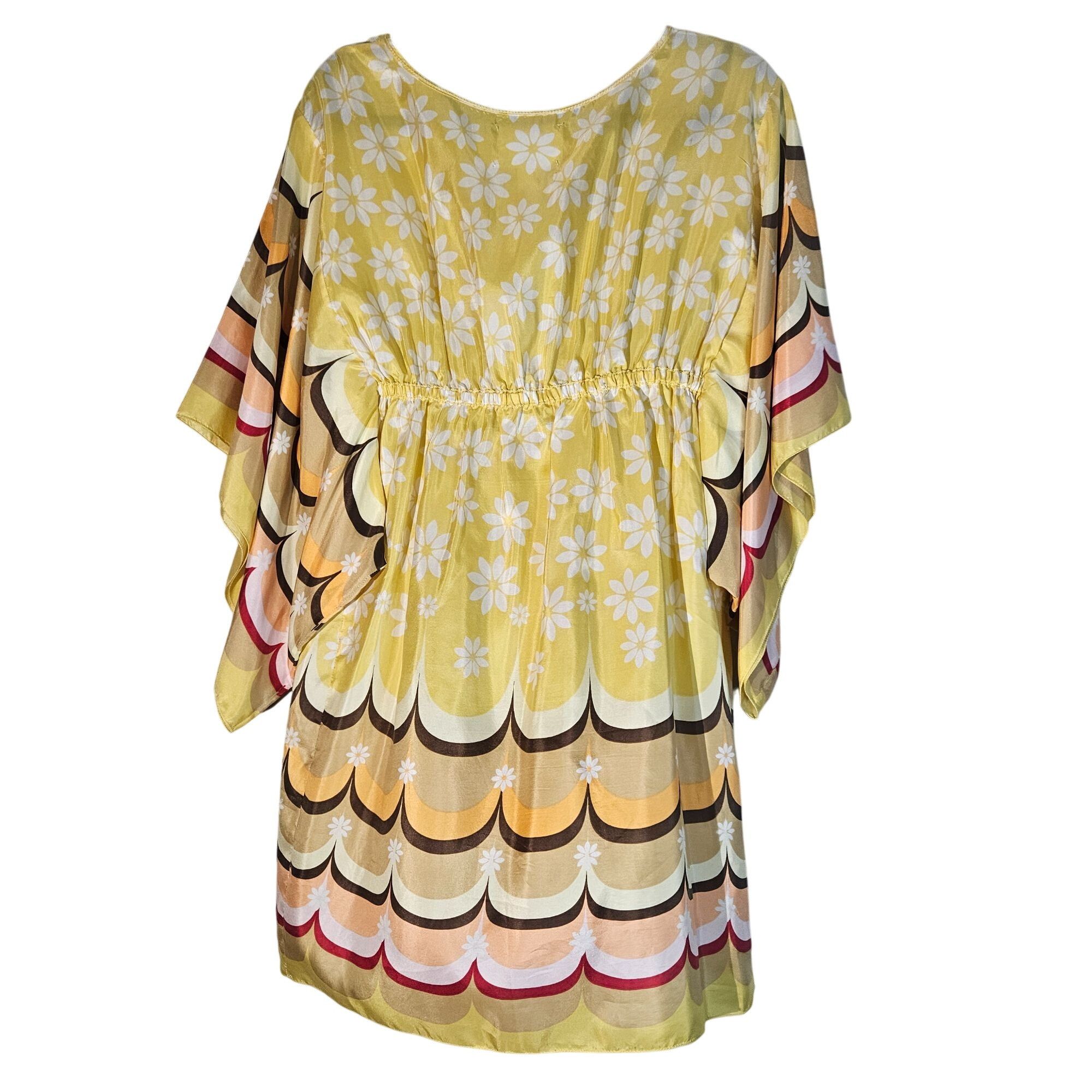 Other Chelsea Violet Yellow Floral Scallop Print Kimono Sleeve Dre Size S / US 4 / IT 40 - 2 Thumbnail