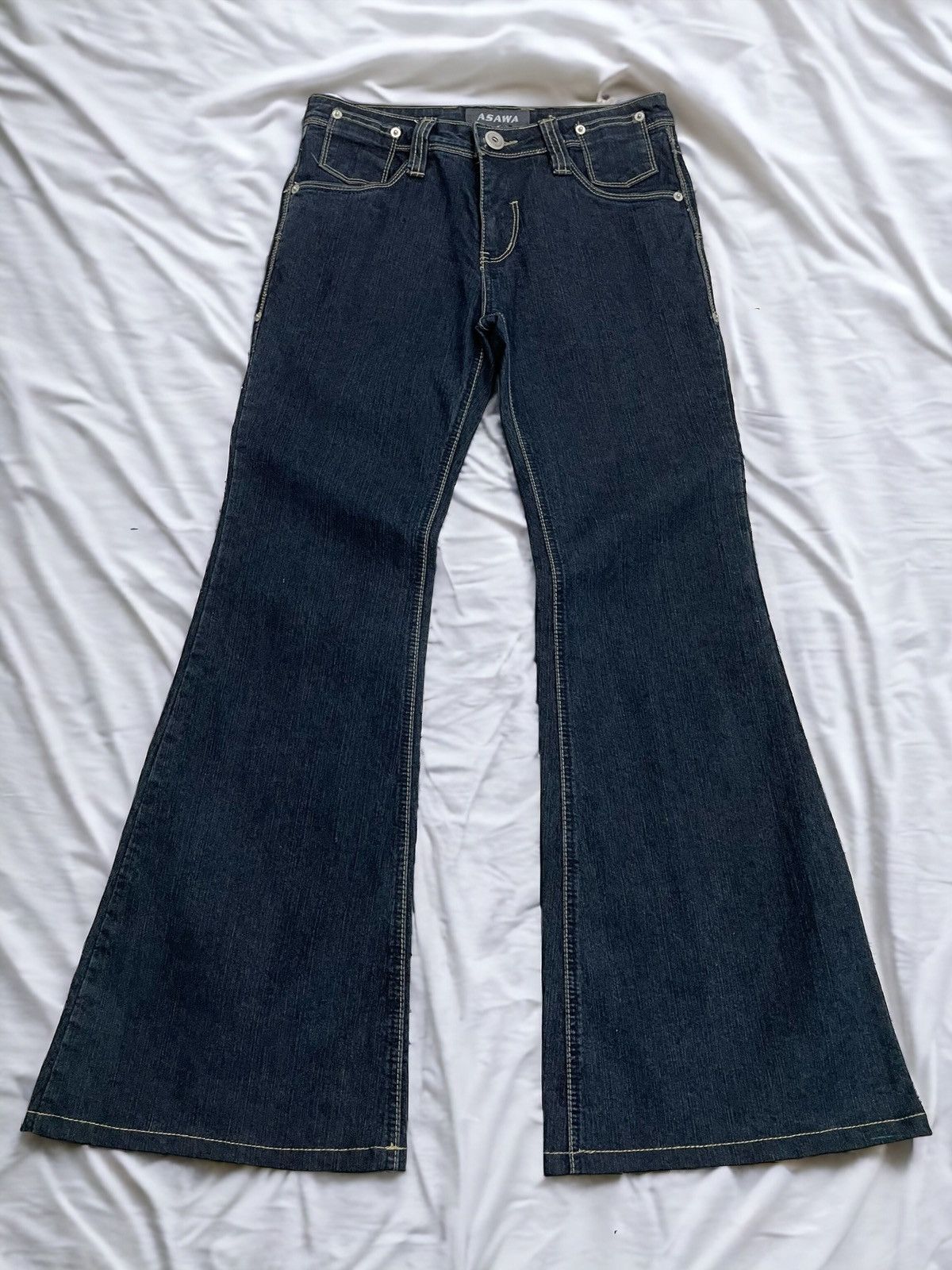 Japanese Brand × Le Grande Bleu (L.G.B.) Asawa Japanese Flare Bell Bottom Raw Denim Pants Size US 27 - 1 Thumbnail
