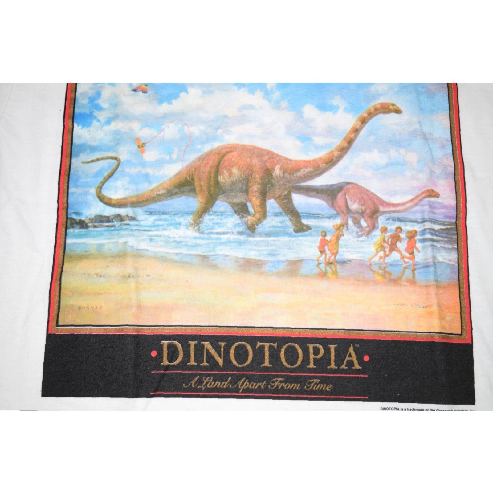 Hanes VINTAGE 1991 DINOTOPIA T-SHIRT HANES XL WHITE GRAPHIC RETRO DINOSAURS 90s Unisex Adults Size US XL / EU 56 / 4 - 4 Thumbnail