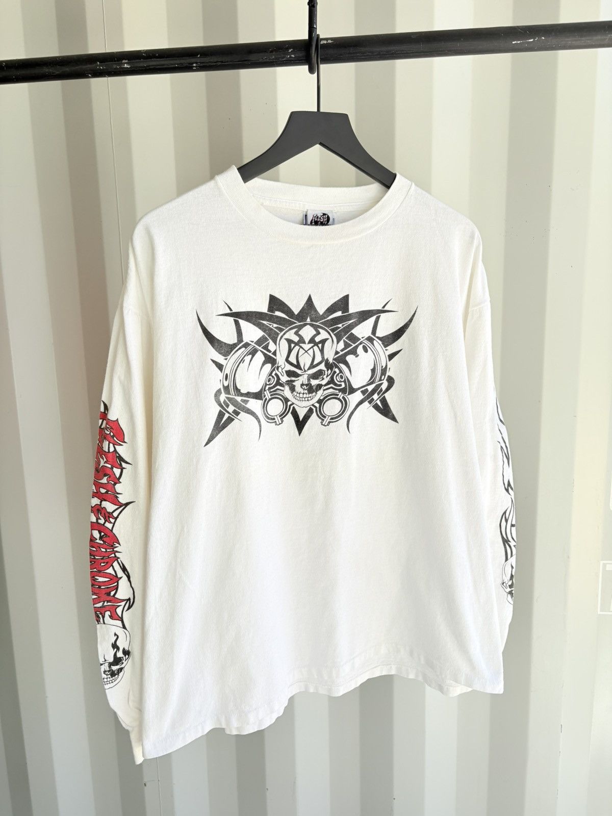Band Tees Flesh & Chrome Choppers Faded Thrashed Distressed Shirt Band Size US XL / EU 56 / 4 - 2 Thumbnail