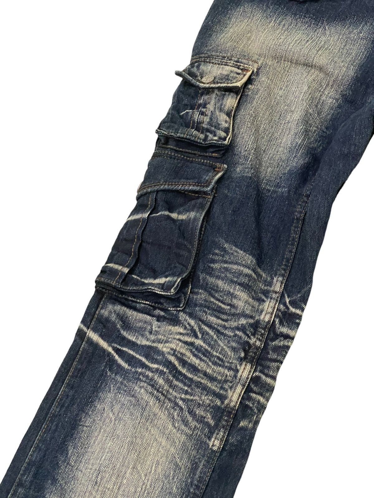 Japanese Brand Slight Flare Cargo Jeans Nicole Club Acid Wash Boot Cut 8🟦4 Size US 33 - 17 Thumbnail
