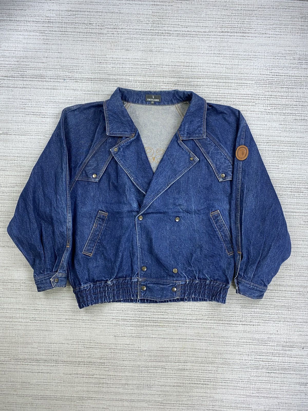 Trussardi Vintage Trussardi Rare Oversize Denim Blue Jacket Size US XL / EU 56 / 4 - 1 Thumbnail