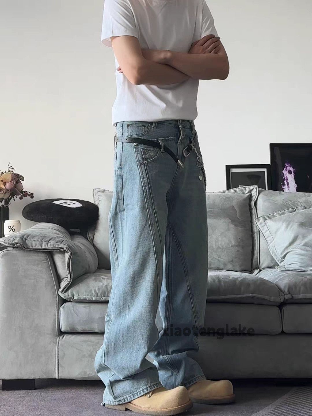 Jean × Vintage utility skate hiphop yuppie patchwork double waist jeans Size US 28 / EU 44 - 3 Thumbnail