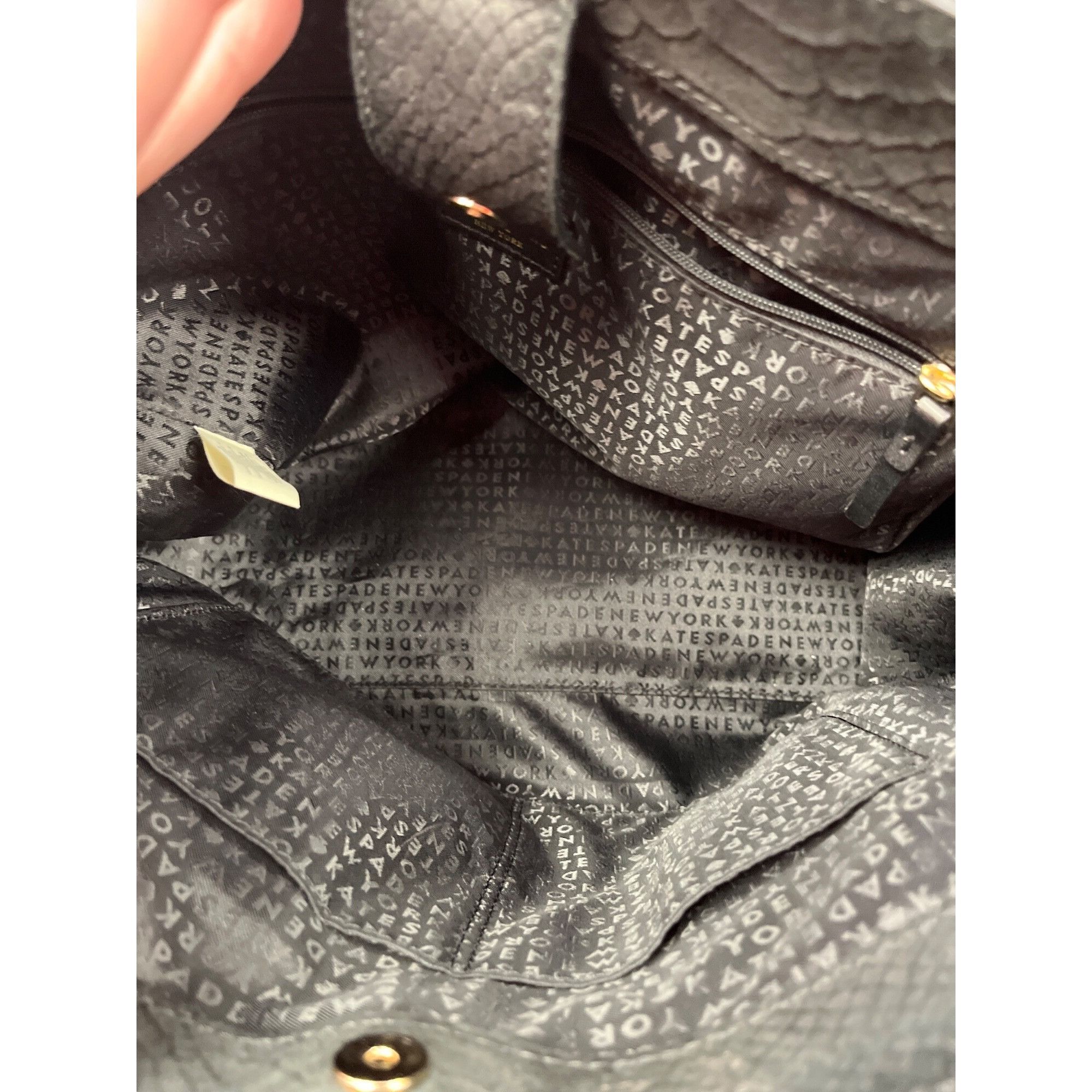 Kate Spade Kate Spade wms blacl leather croc satchel handbag SKU 9883 Size ONE SIZE - 13 Thumbnail