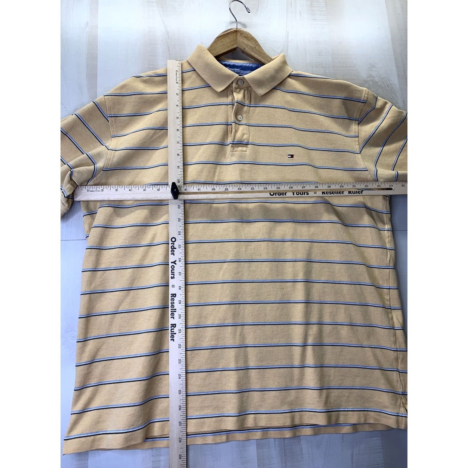 Tommy Hilfiger Tommy Hilfiger Polo Shirt Men’s XL Yellow/Blue Stripe Short Sleeve 90s T-Shirt #3269 Size US XL / EU 56 / 4 - 2 Thumbnail