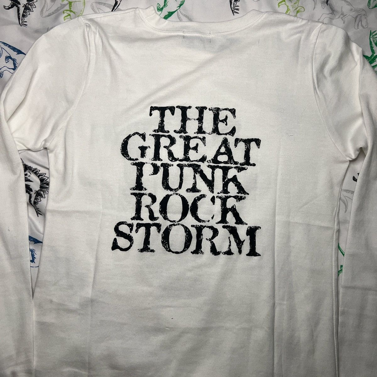 Japanese Brand PEACE NOW White Long Sleeve Skull Punk Graphic T-Shirt Size M / US 6-8 / IT 42-44 - 5 Thumbnail