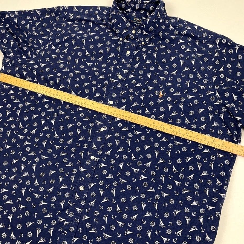 Polo Ralph Lauren VINTAGE is not applicable; use: Polo Ralph Lauren Shirt Mens 3XB Blue Nautical Yachting Button-Down Prep Shirt Size US XXL / EU 58 / 5 - 6 Thumbnail