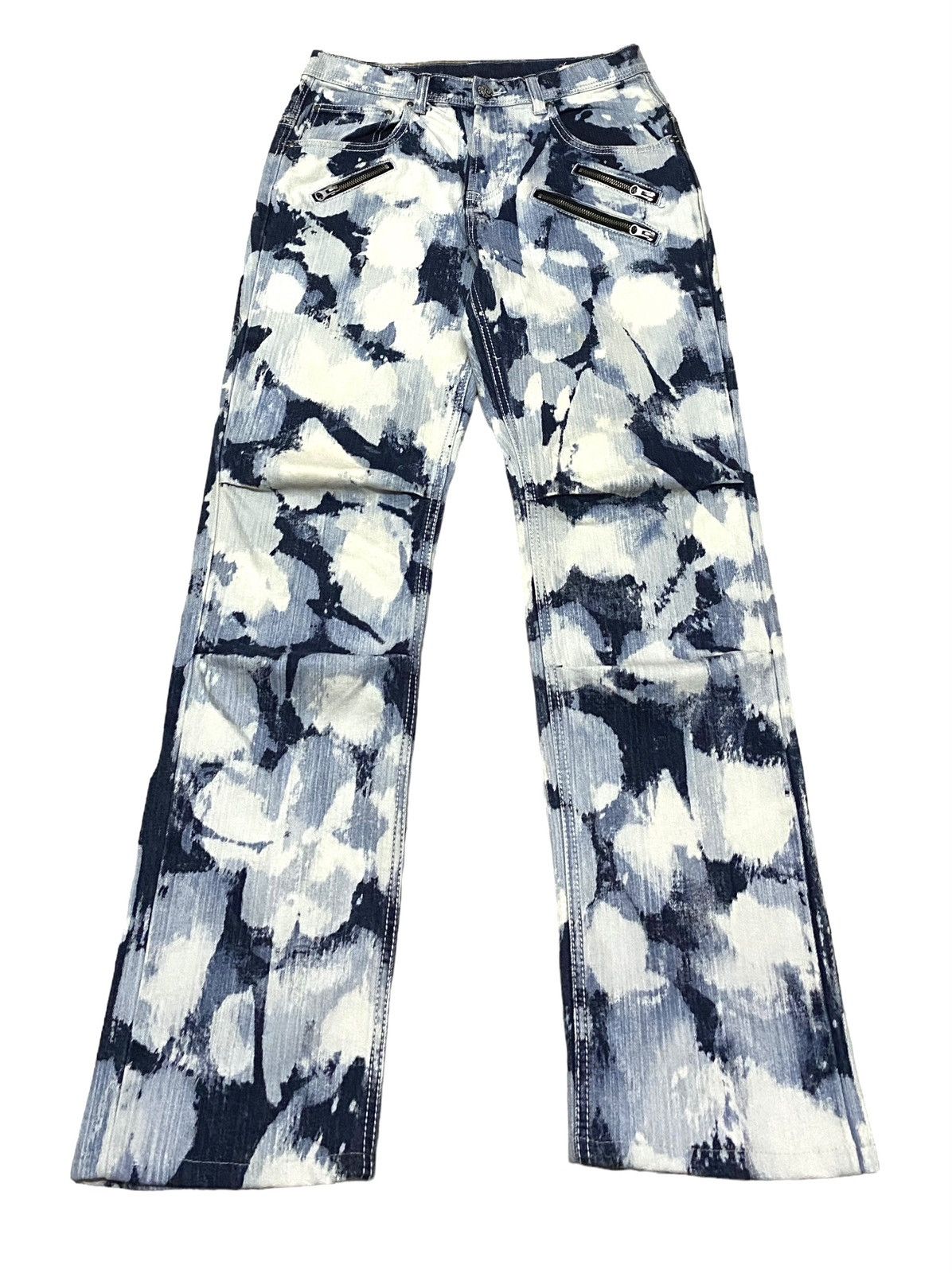 Le Grande Bleu (L.G.B.) Rare Design Vintage Brand Allix Design Bleach Jeans 1990s Size US 31 - 1 Thumbnail