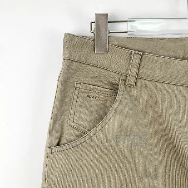 Prada Prada Khaki logo letter embroidery cotton casual trousers Size US 32 / EU 48 - 3 Thumbnail