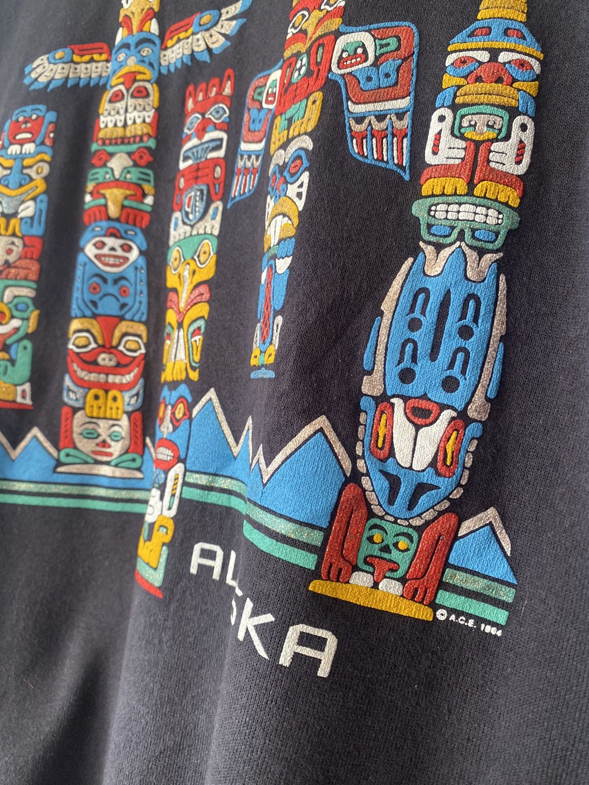 Hanes × Vintage Vintage Alaska Hanes 90s Voodo Glow Skull Crewneck Sunfaded Size US XXL / EU 58 / 5 - 4 Thumbnail