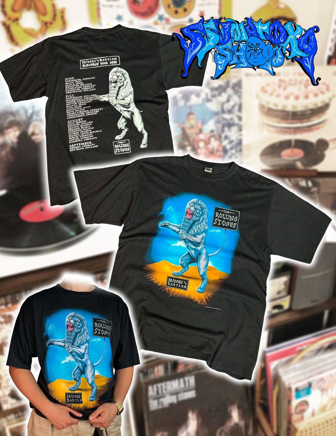 The Rolling Stones Vintage 1997 Rolling Stones Bridges To Babylon Tour T Shirt Size US XL / EU 56 / 4 - 1 Thumbnail