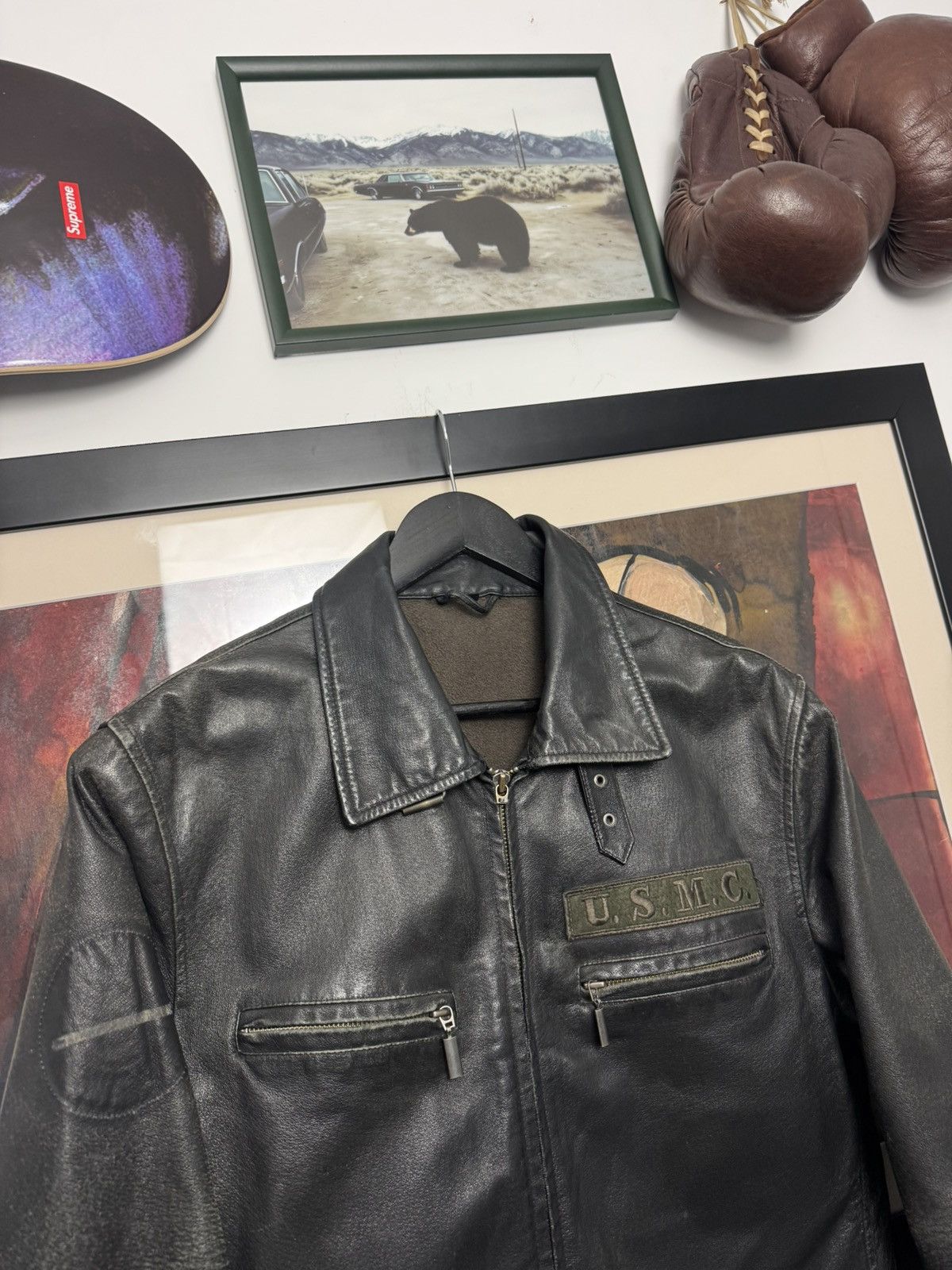 Vintage Rare Vintage 90s leather jacket black faded washed Japanese Size US S / EU 44-46 / 1 - 3 Thumbnail