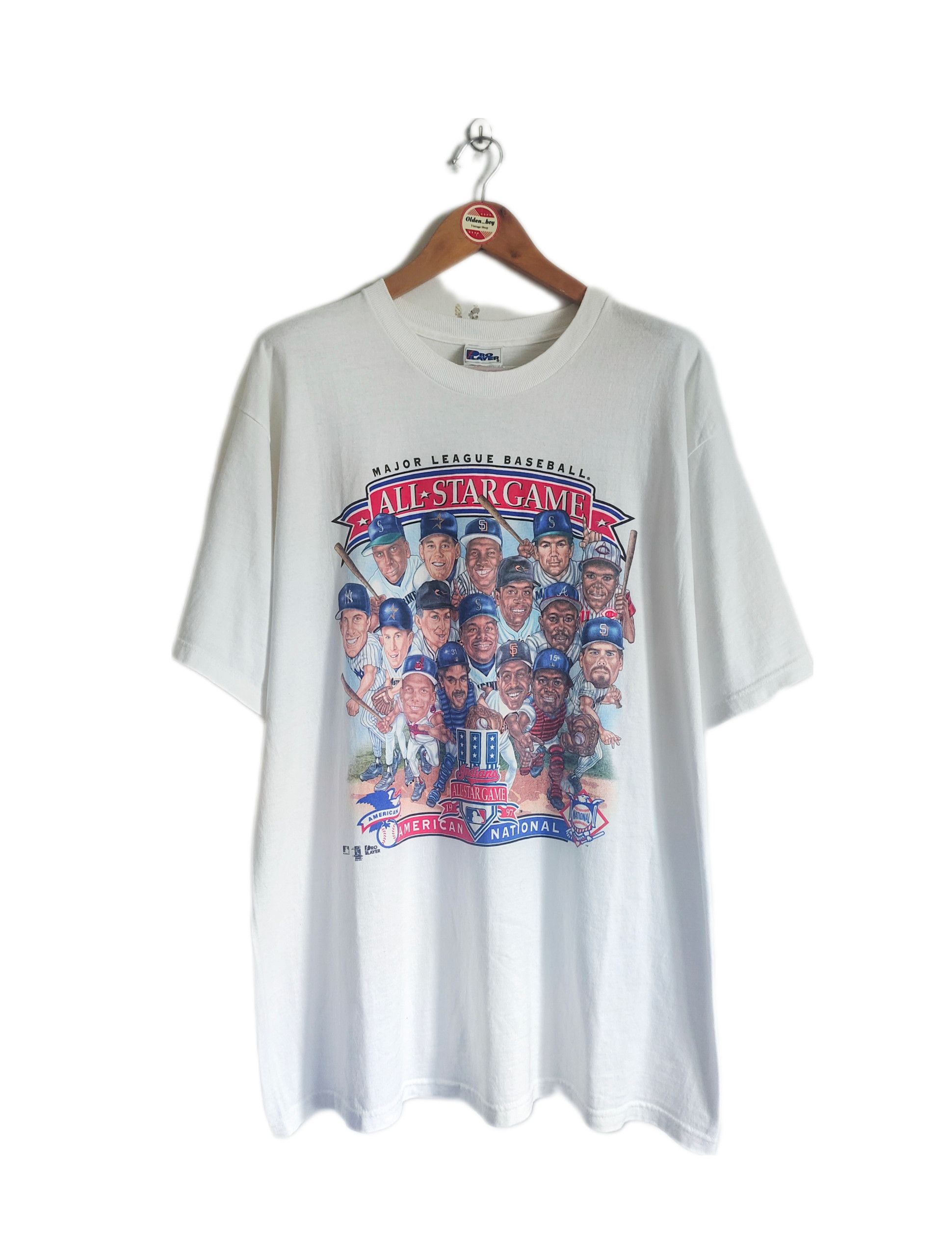 MLB × Vintage Vintage Baseball All-Star Game 1997 Caricature 2side T-Shirt Size US XL / EU 56 / 4 - 1 Thumbnail