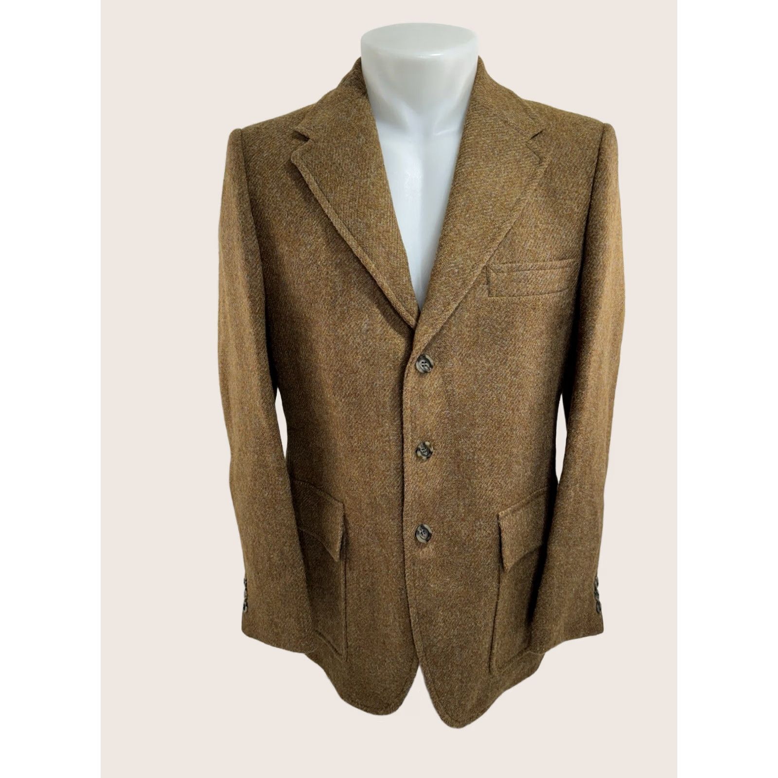 Eddie Bauer EDDIE BAUER / HARRIS TWEED Blazer Wool 40 Brown Mens Vintage 40 Kang Sportcoat Scottish Virgin Wool Size 40R - 1 Thumbnail