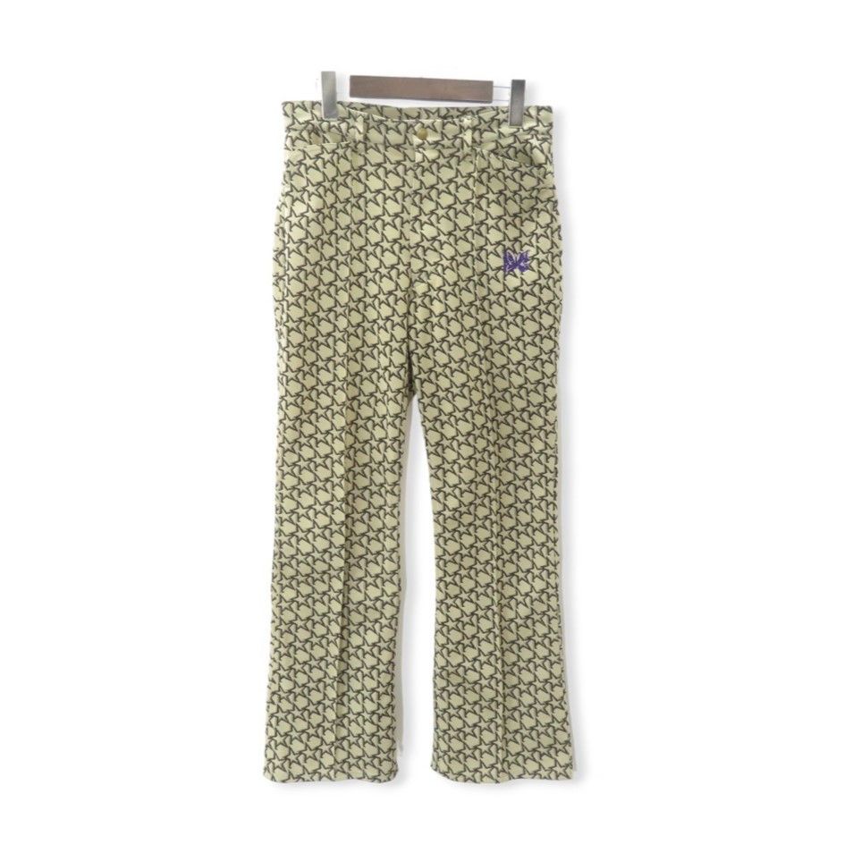 Needles Cropped Pants Boot-Cut Jean Poly Jacquard Beige Size US 31 - 1 Thumbnail