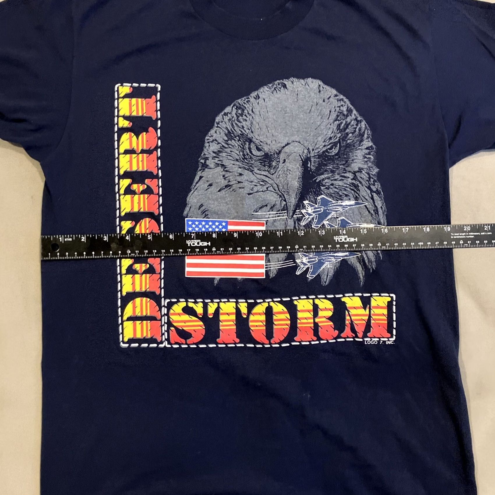 Logo 7 VINTAGE Logo 7 Operation Desert Storm Single Stitch T Shirt EAGLE Medium Mens Blue 90s Military Desert Storm Shirt Size US M / EU 48-50 / 2 - 3 Thumbnail