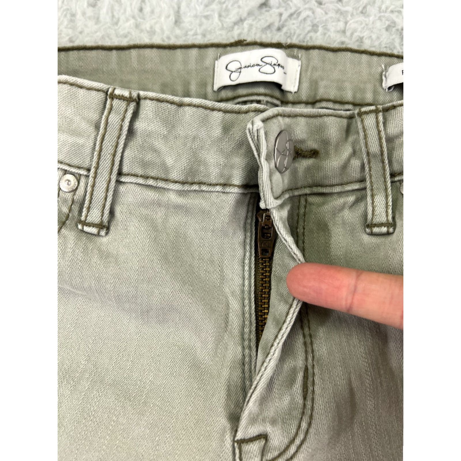 Jessica Simpson Jessica Simpson Women's Green Denim Jeans Skinny Crop Pants 4 Cotton Zipper 24in Inseam Retro Size 27" / US 4 / IT 40 - 5 Thumbnail