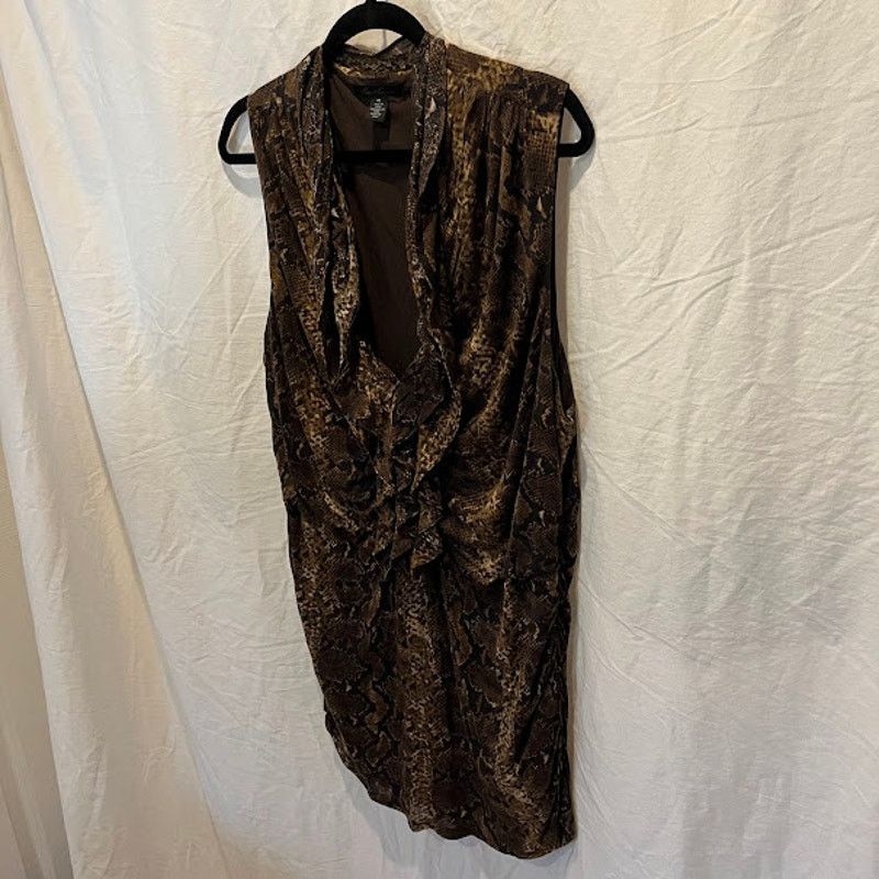 Kenneth Cole × Vintage VTG Kenneth Cole NY Animal Snake Skin Print Rucched V Neck Size 3XL / US 20-22 - 7 Thumbnail