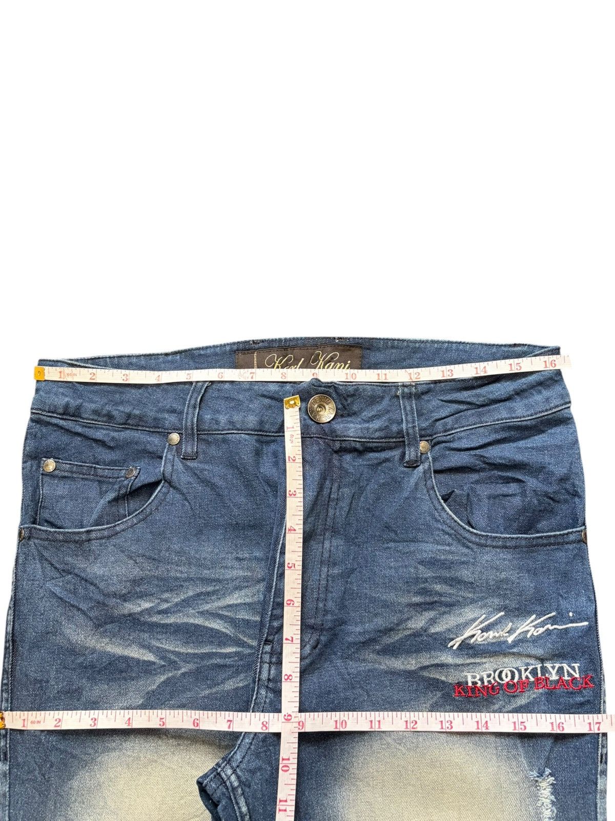 Karl Kani Vintage / Y2K Karl Kani Faded Wash Distress Jeans Size US 32 / EU 48 - 6 Thumbnail