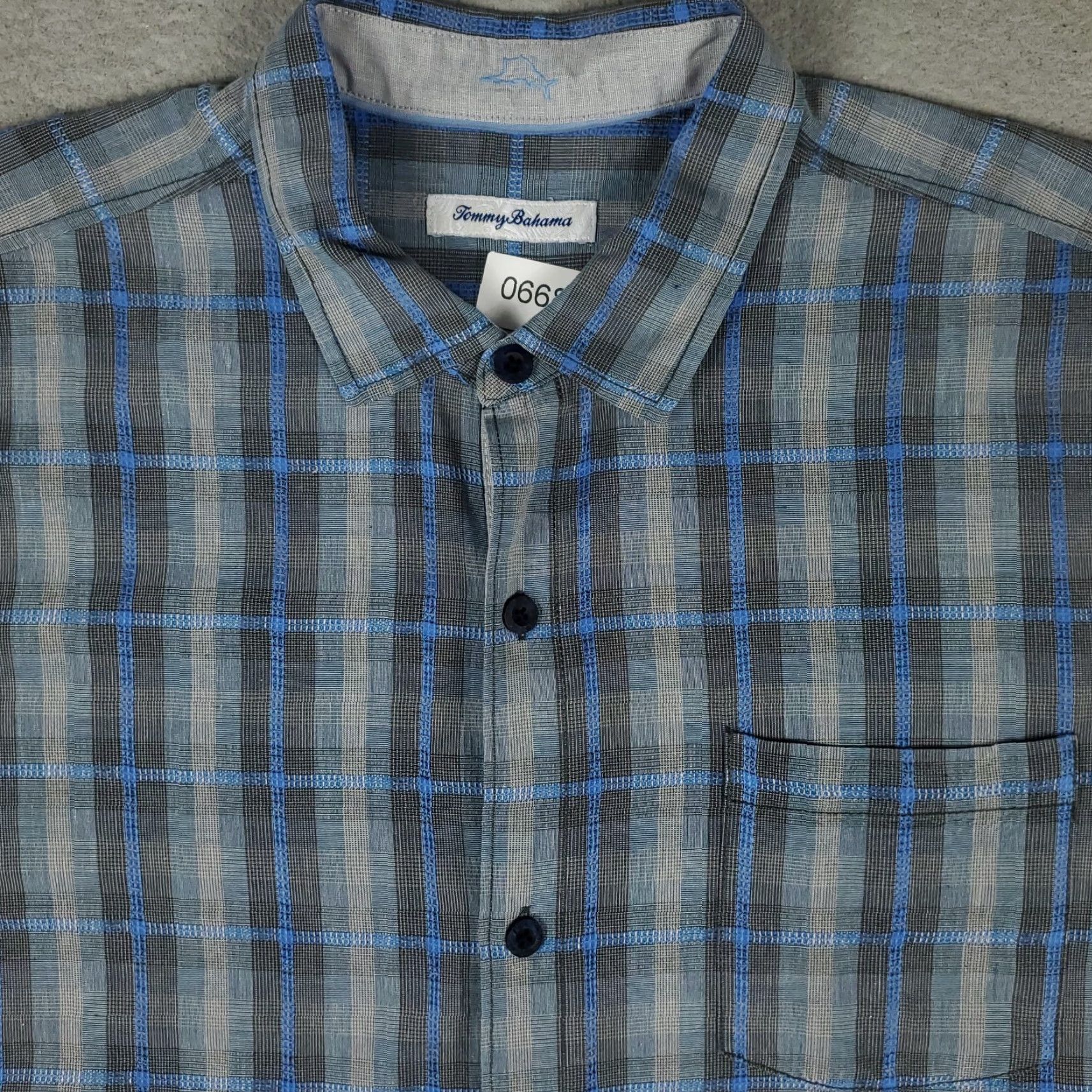 Tommy Bahama Tommy Bahama Shirt Mens XL Blue Plaid Silk Hawaiian Button Up Short Sleeve Shirt Size US XL / EU 56 / 4 - 2 Thumbnail