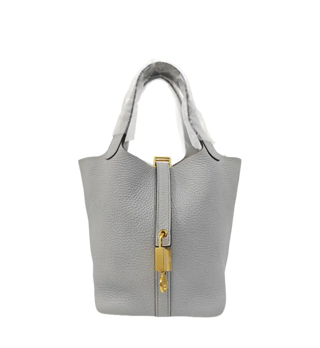 Hermes Hermes Picotin Lock 18 Bleu Brume Clemence cowhide leather picotin handbag gold Size ONE SIZE - 1 Thumbnail