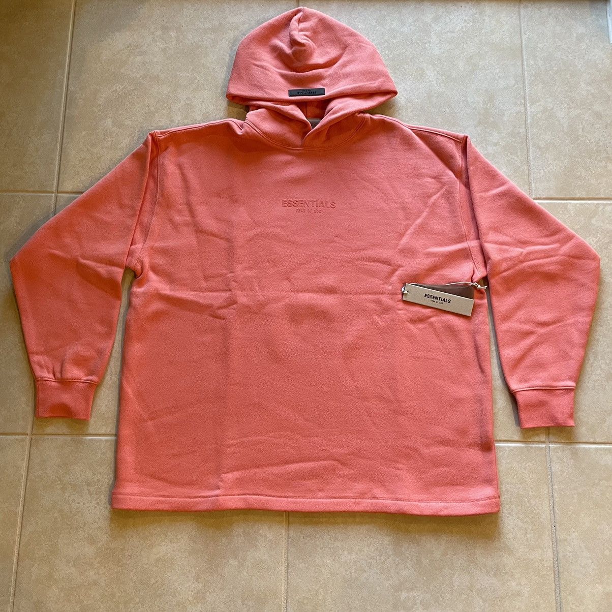 Size Large Fear Of God Essentials Pullover Hoodie good “Coral”