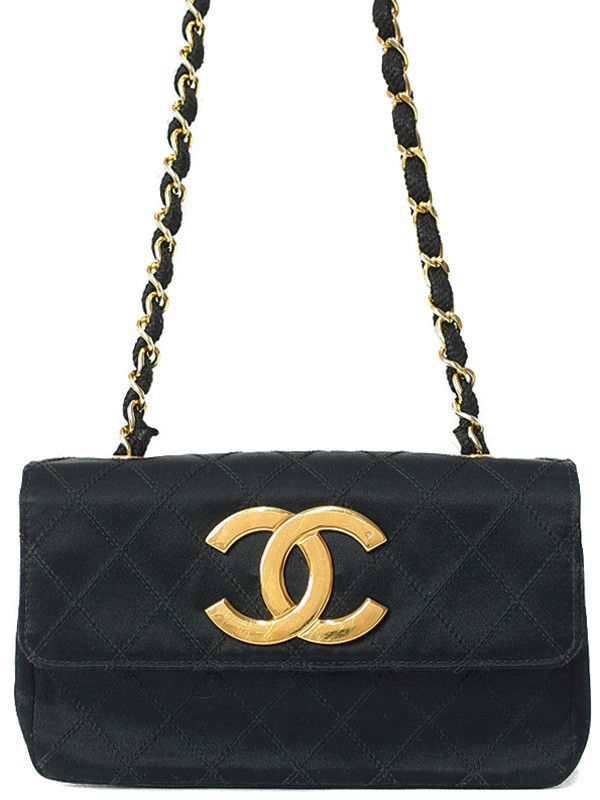 image of Chanel Bicolore Coco Mark Chain Shoulder Bag Black, Women's