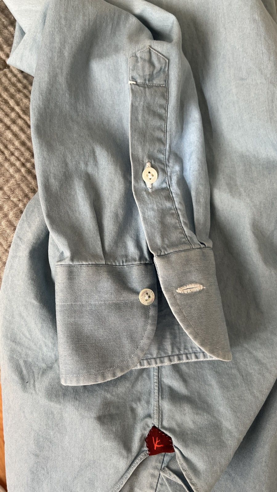 Isaia Isaia Chambray Shirt Size 39 Light Blue Loro Piana Size US M / EU 48-50 / 2 - 6 Thumbnail