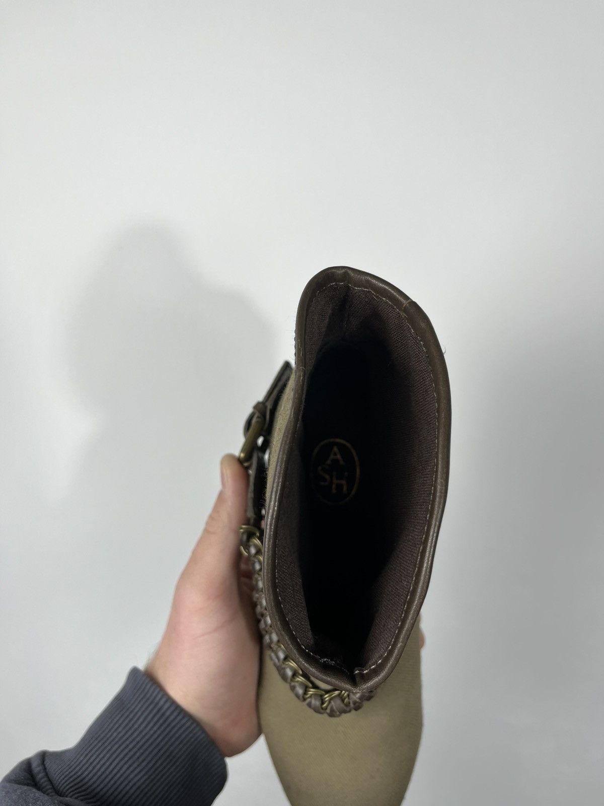 ASH ASH Ankle Boots Beige Canvas Chain Strap EU 36 Size US 5 / IT 35 - 12 Thumbnail