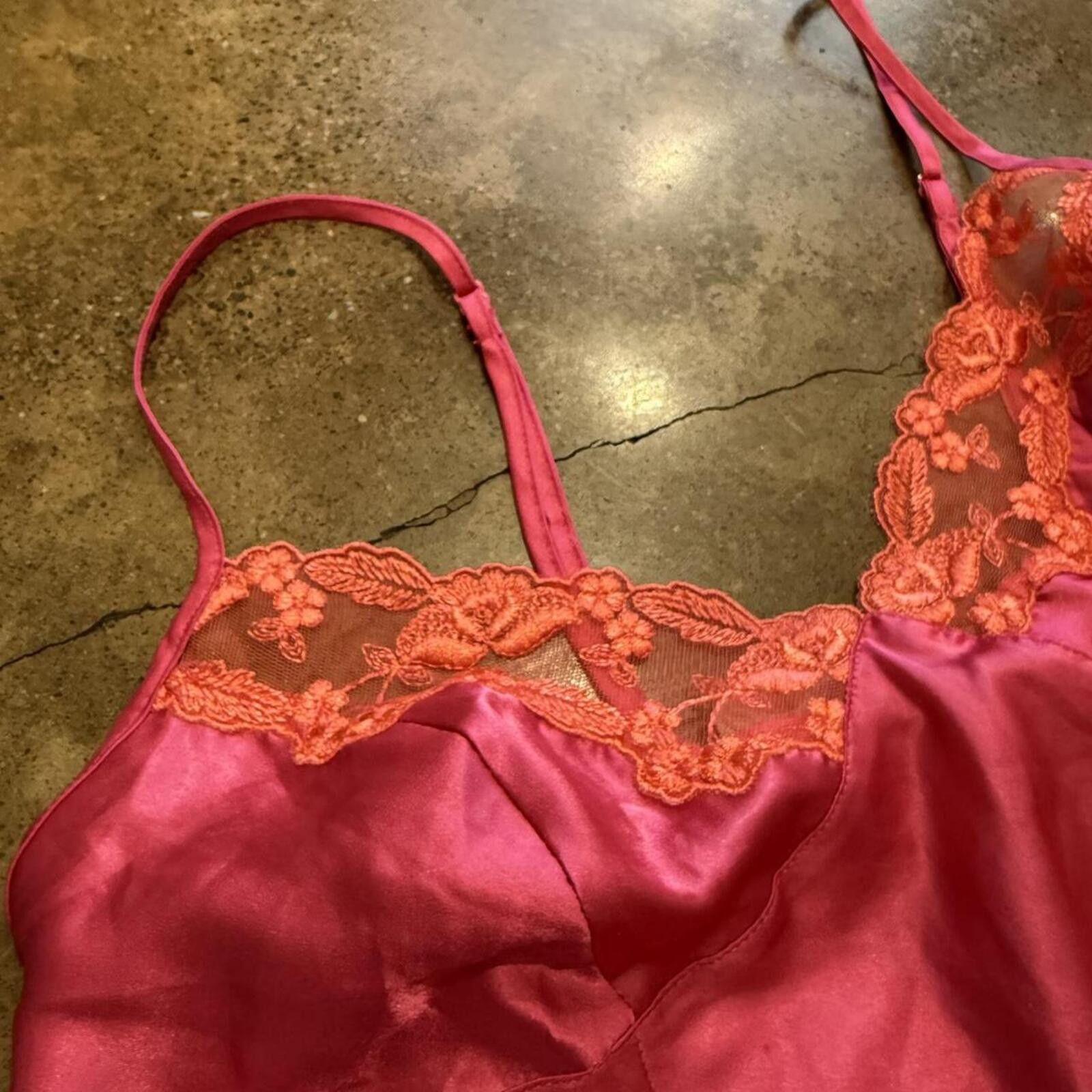 Other 2000s Hot Pink Victoria’s Secret Lace Slip Dress Size L / US 10 / IT 46 - 4 Thumbnail
