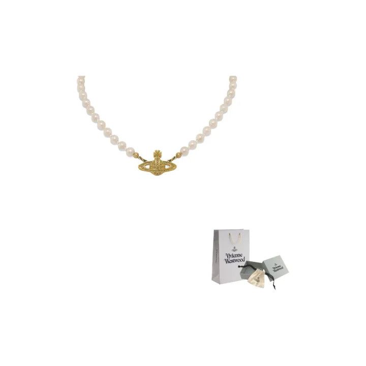 Vivienne Westwood Vivienne Westwood Saturn Pearl Beaded Necklace 0079 Size ONE SIZE - 1 Thumbnail
