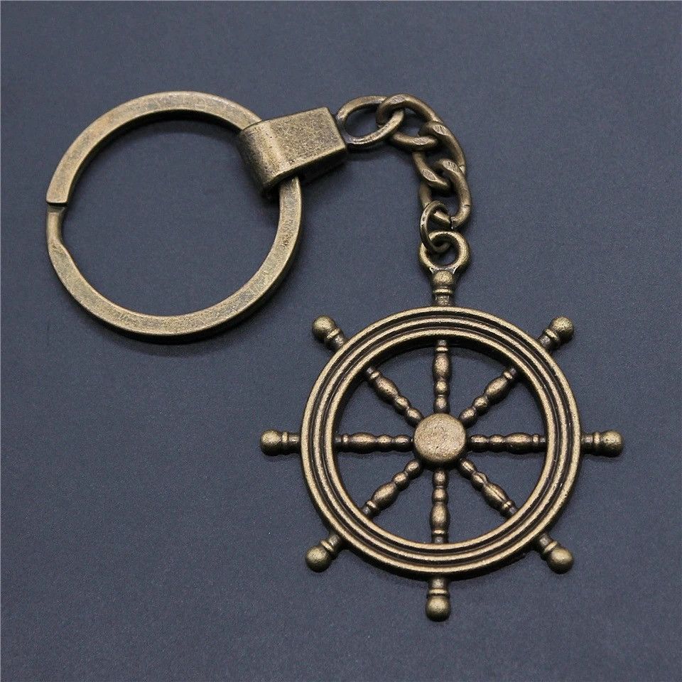 Vintage Retro Bronze Rudder Keychain Size ONE SIZE - 2 Thumbnail