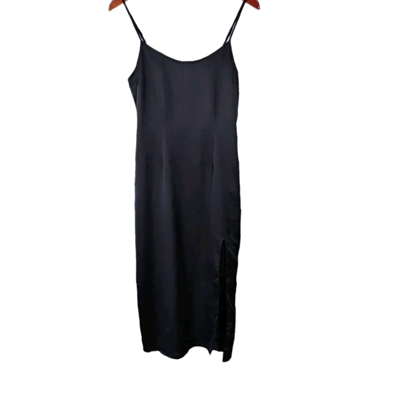 Abercrombie & Fitch Abercrombie & Fitch Spaghetti Strap Dress Sleeveless Knee Length Black Grunge Slip Dress Women's Juniors S Small Party/Cocktail Casual Side Slit Size S / US 4 / IT 40 - 2 Thumbnail