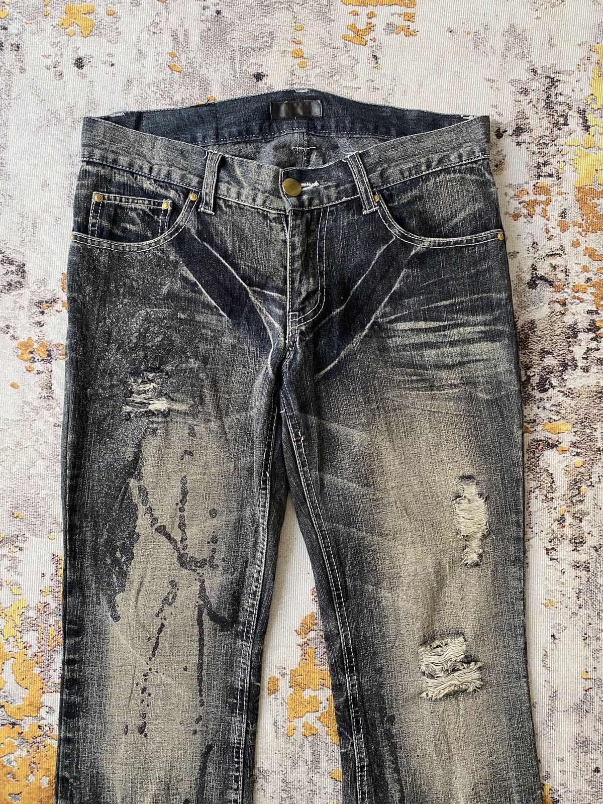 Japanese Brand Black Baccara Distressed Claws Mark Design Flare Denim Size US 32 / EU 48 - 5 Thumbnail
