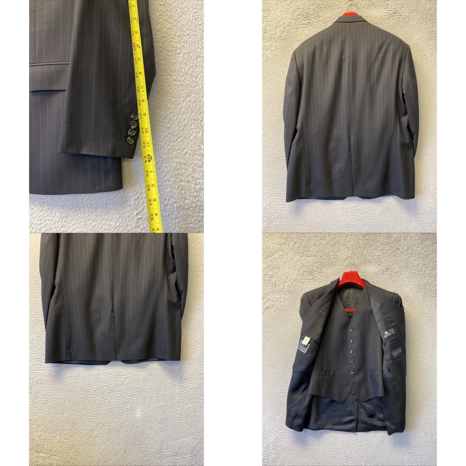Ralph Lauren VINTAGE Polo Ralph Lauren 3 Piece Suit Men 42S Black Wool Pinstripe 3-Piece Canada Size US XL / EU 56 / 4 - 8 Thumbnail