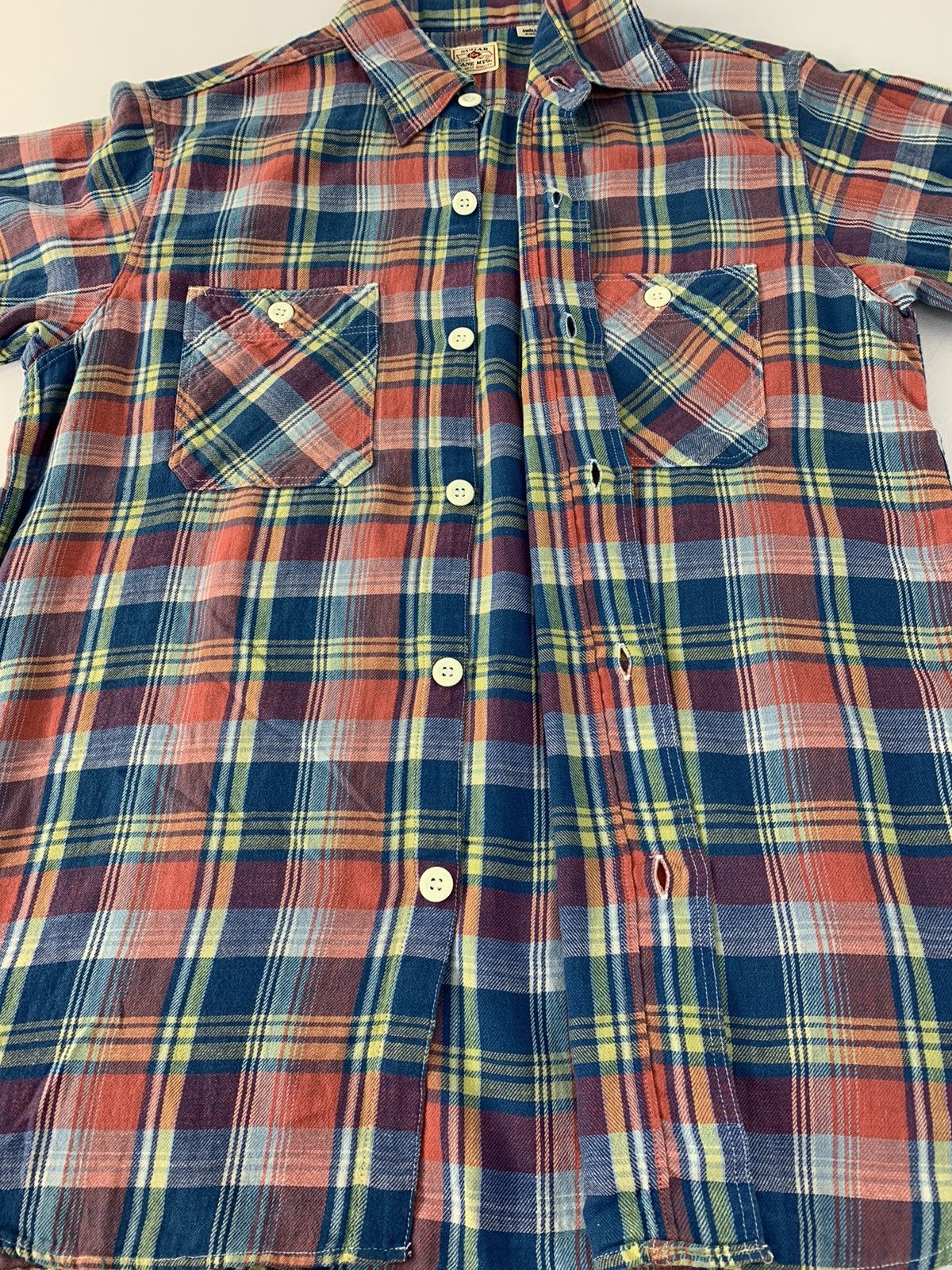 Sugar Cane × Sun Surf × Toyo Enterprises Vintage Sugar Cane Japan Plaid Check Flannel Double Pocket Size US S / EU 44-46 / 1 - 4 Thumbnail