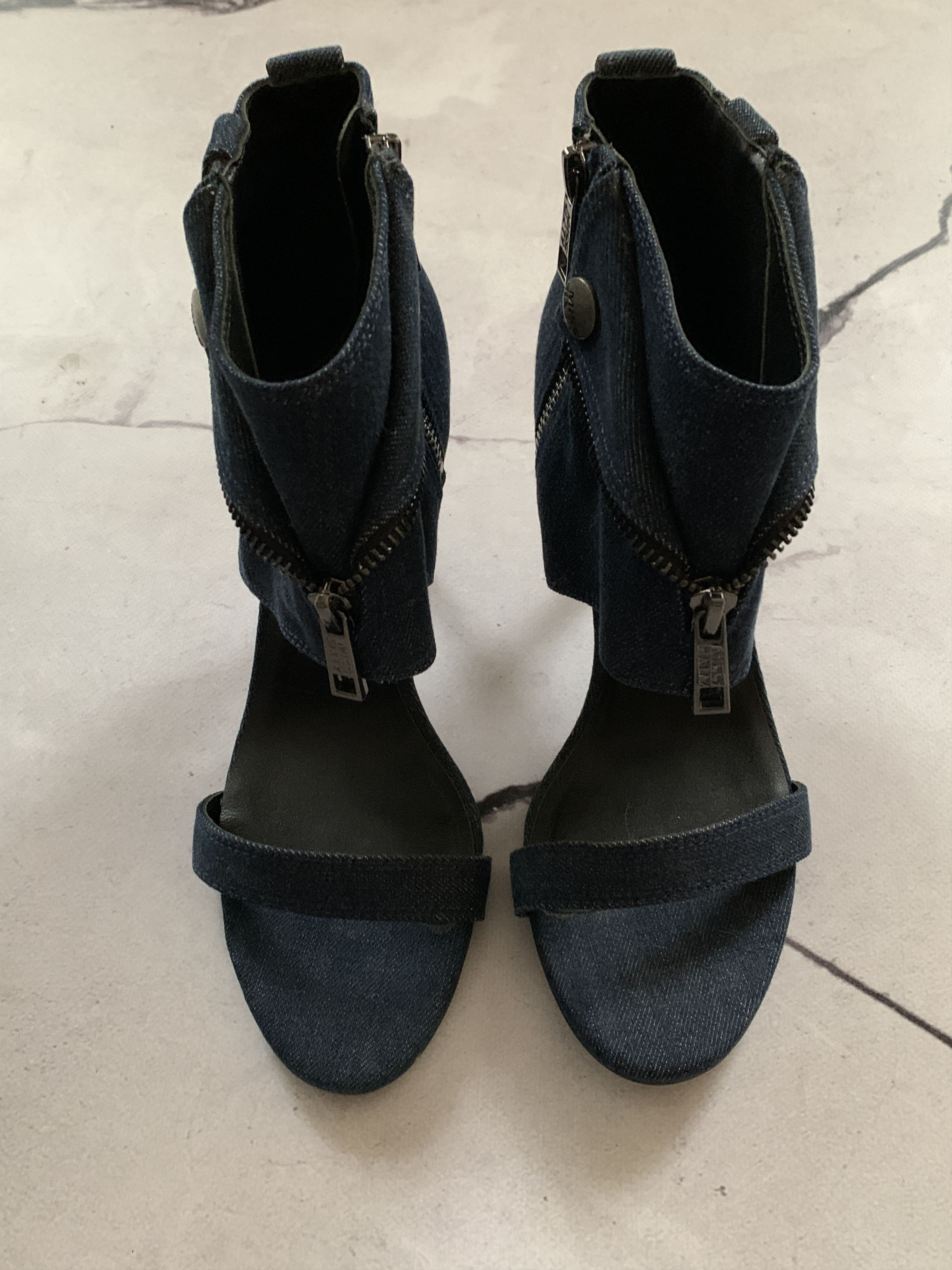 Miss Sixty Miss Sixty Blue Denim Ankle High Heels Zipper Y2K Grunge Size US 8.5 / IT 38.5 - 2 Thumbnail