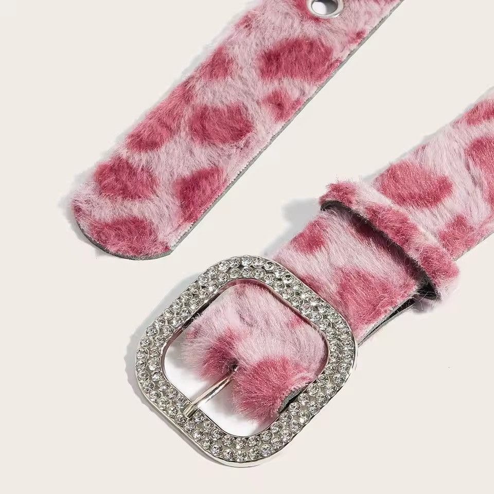 Japanese Brand Y2k snow leopard fuzzy fur belt Size 30 - 3 Thumbnail