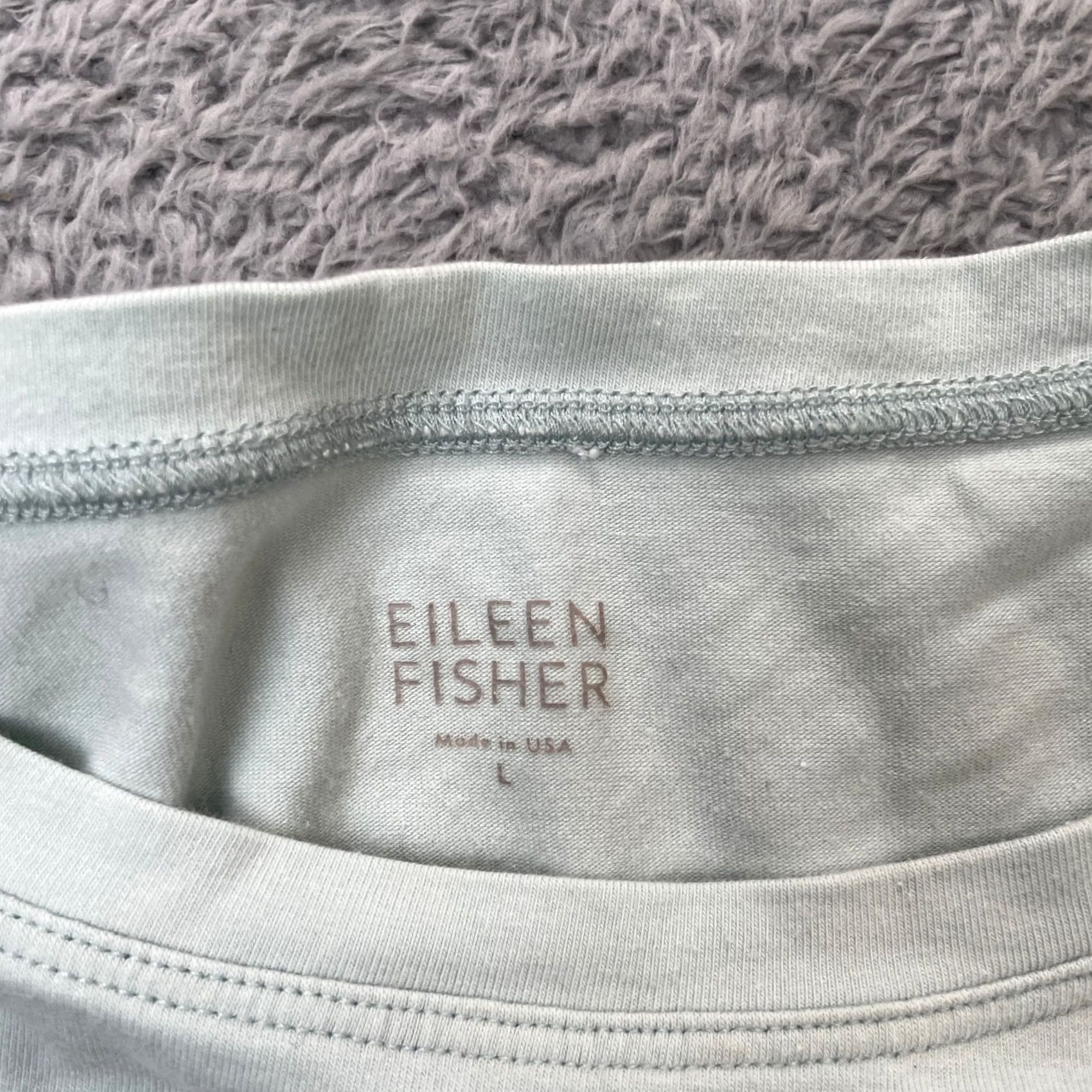 Eileen Fisher Eileen Fisher Shirt Womens Large Light Blue Scoop Neck Cap Sleeve Made in USA Size L / US 10 / IT 46 - 3 Thumbnail