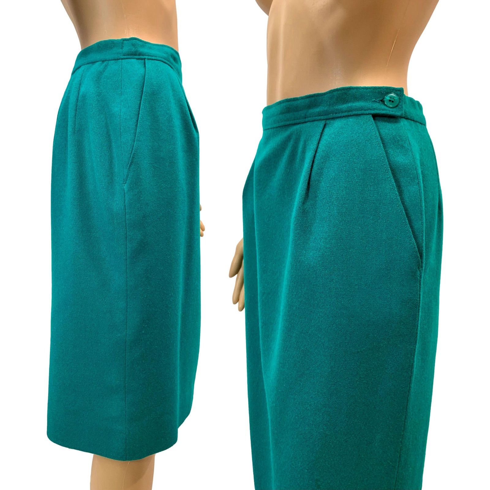 Pendleton 70s Pendleton Teal Blue Wool Pencil Skirt | 8P W 27" Size 27" / US 4 / IT 40 - 7 Thumbnail