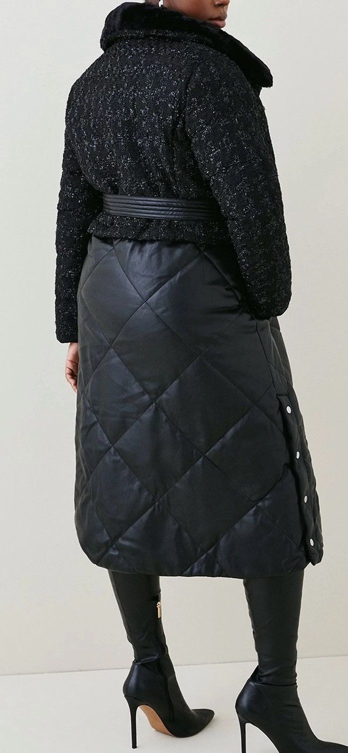 Karen Millen Karen Millen mix longline puffer coat Size L / US 10 / IT 46 - 1 Thumbnail
