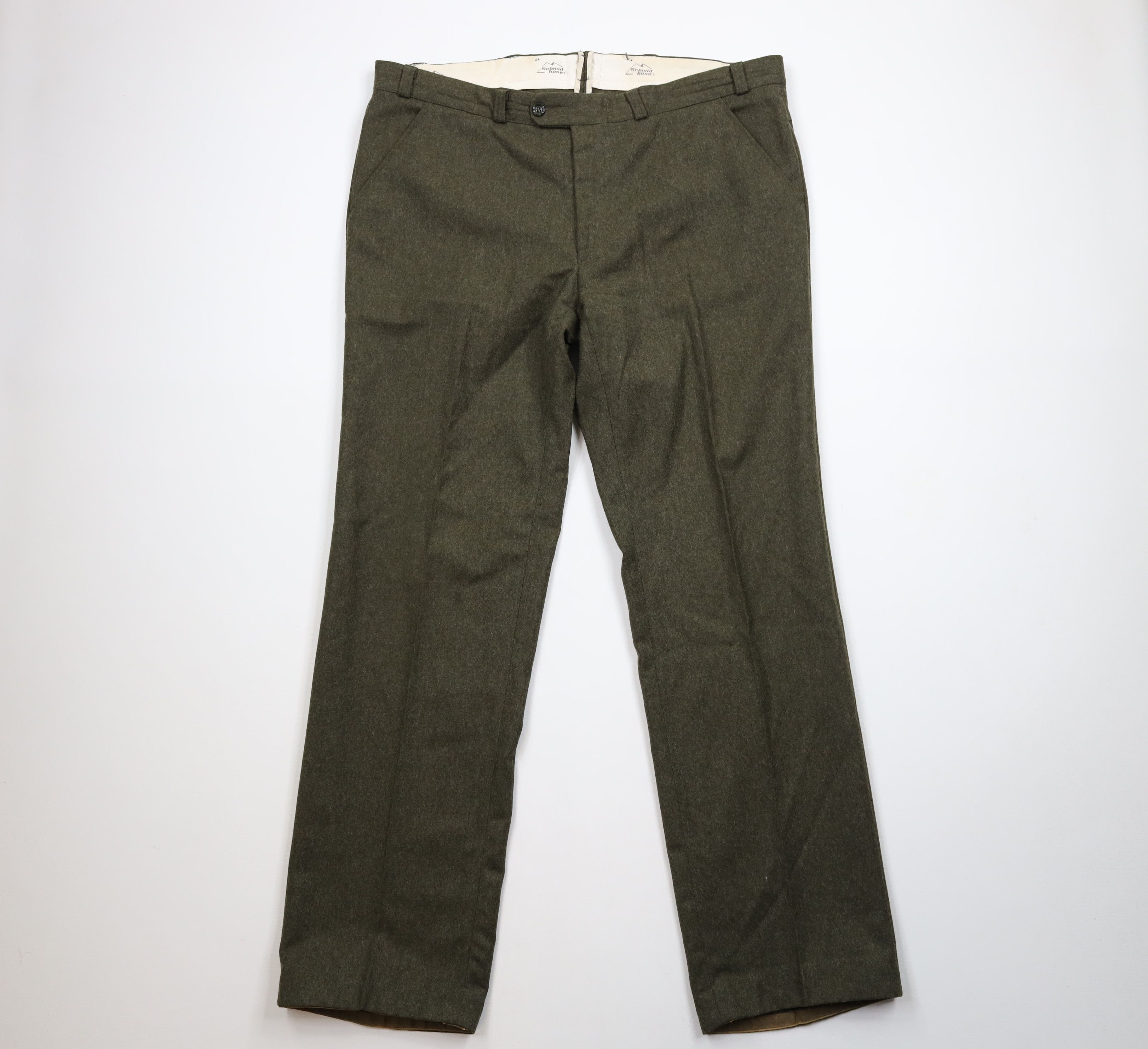 Vintage Vintage 70s Streetwear Wool Wide Leg Chino Pants Green Size US 42 / EU 58 - 1 Thumbnail