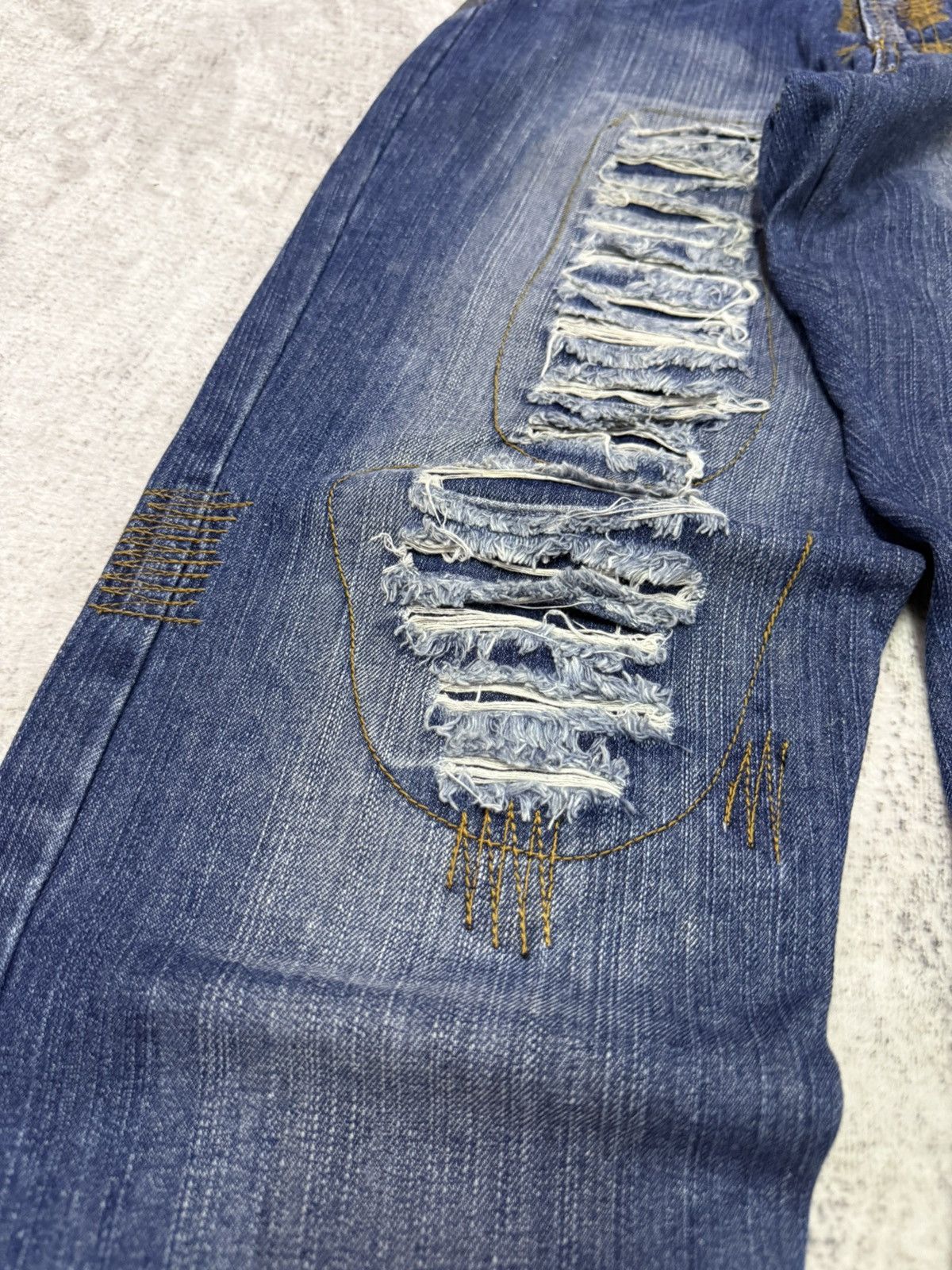 Hysteric Glamour × Japanese Brand Wild Chanel Destroyed Repaired Heavy Stitched Jeans Size US 30 / EU 46 - 9 Thumbnail