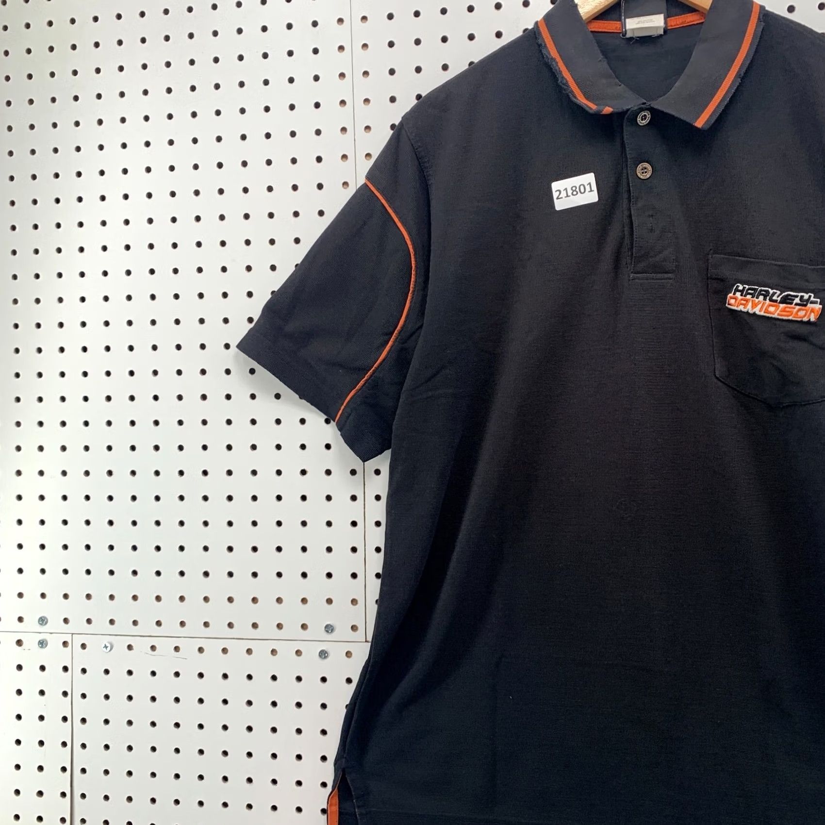 Harley Davidson Harley-Davidson Motorcycle Pocket Polo Shirt Black Orange Mens Large 22x31 Size US L / EU 52-54 / 3 - 3 Thumbnail