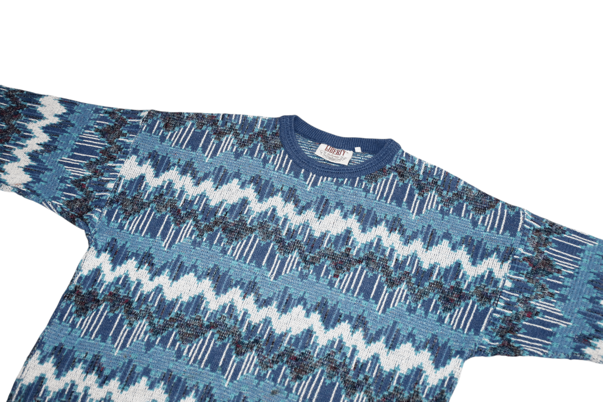 Liberty 80's Liberty Intarsia Cotton Blend Knit Sweater Size US XL / EU 56 / 4 - 3 Thumbnail