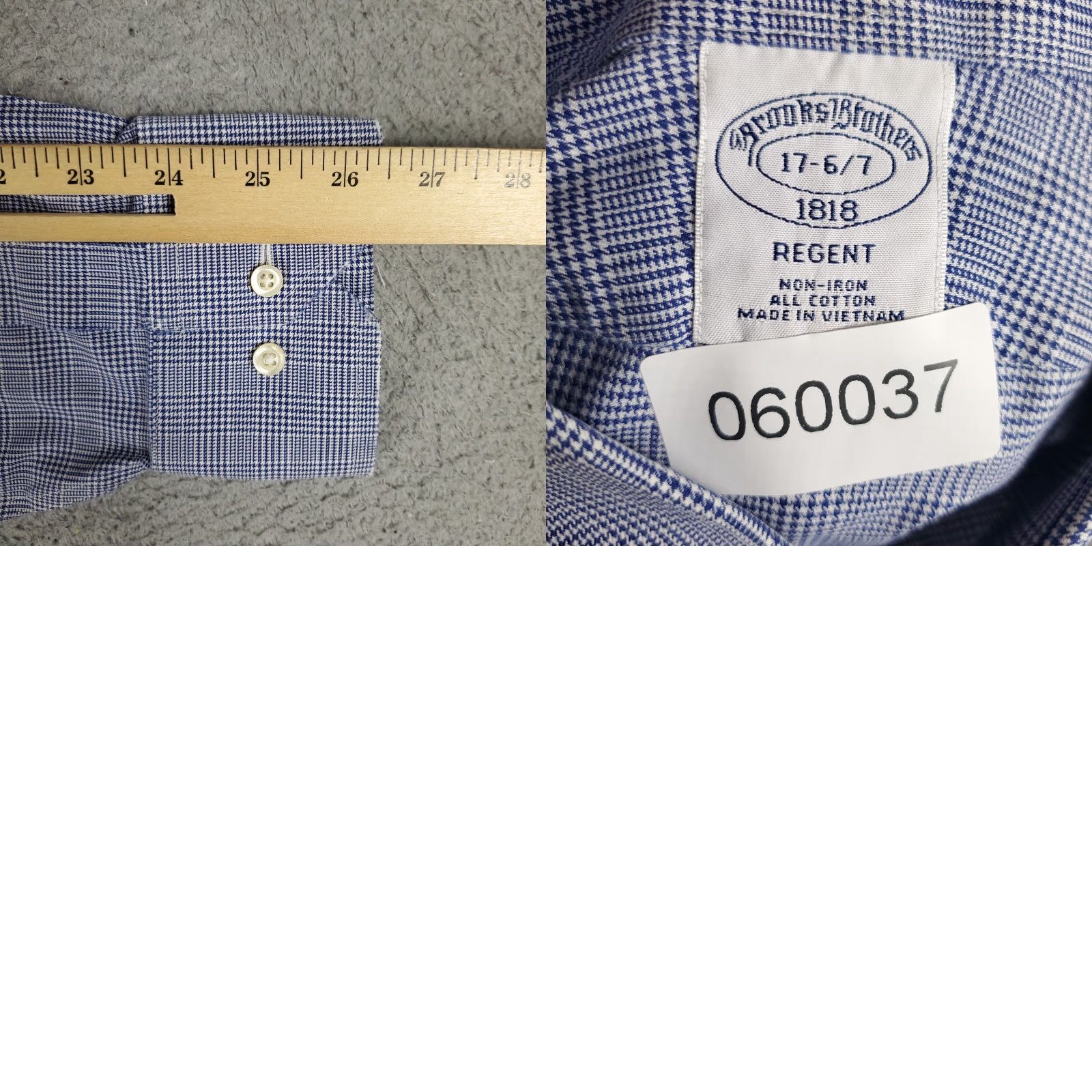 Brooks Brothers Brooks Brothers Dress Shirt Mens 17 Blue Plaid Long Sleeve Button Up Regular Fit Size 46R - 8 Thumbnail